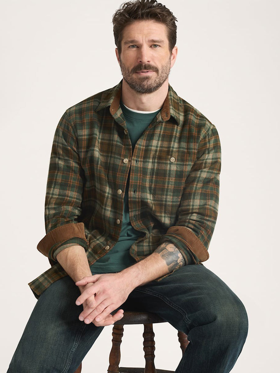Fremont Flannel Shirt - Olive & Rust Plaid