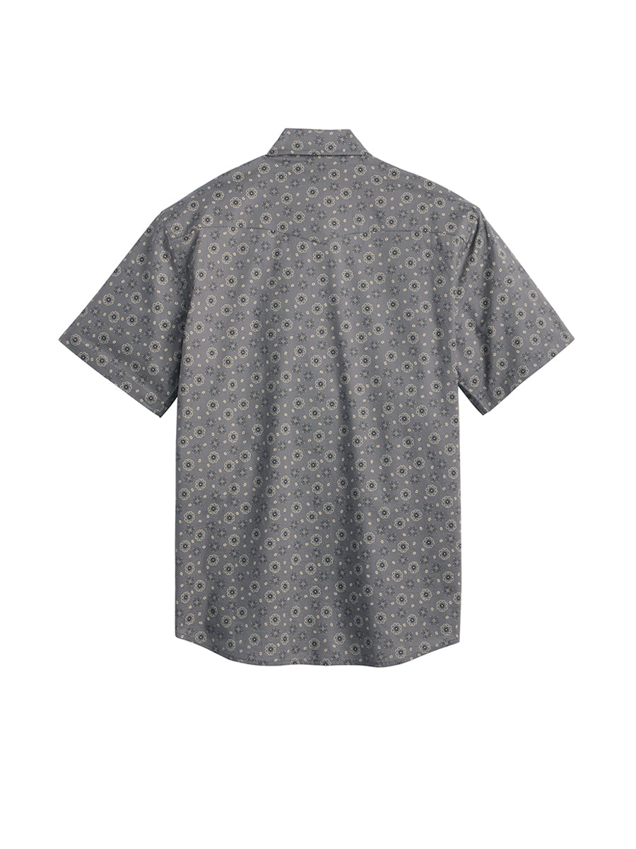 Laramie Short Sleeve Snap-Front Shirt - Grey Ditsy Floral