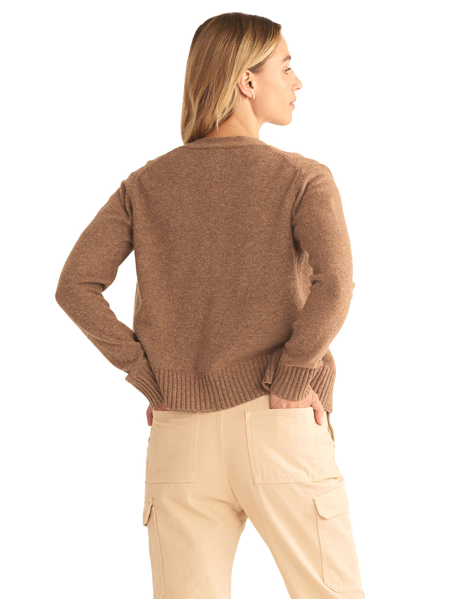 Merino Cropped Cardigan - Taupe Donegal