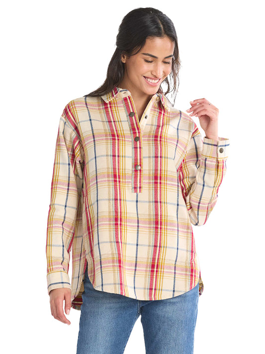 Plaid Popover Shirt - Antique White Multi