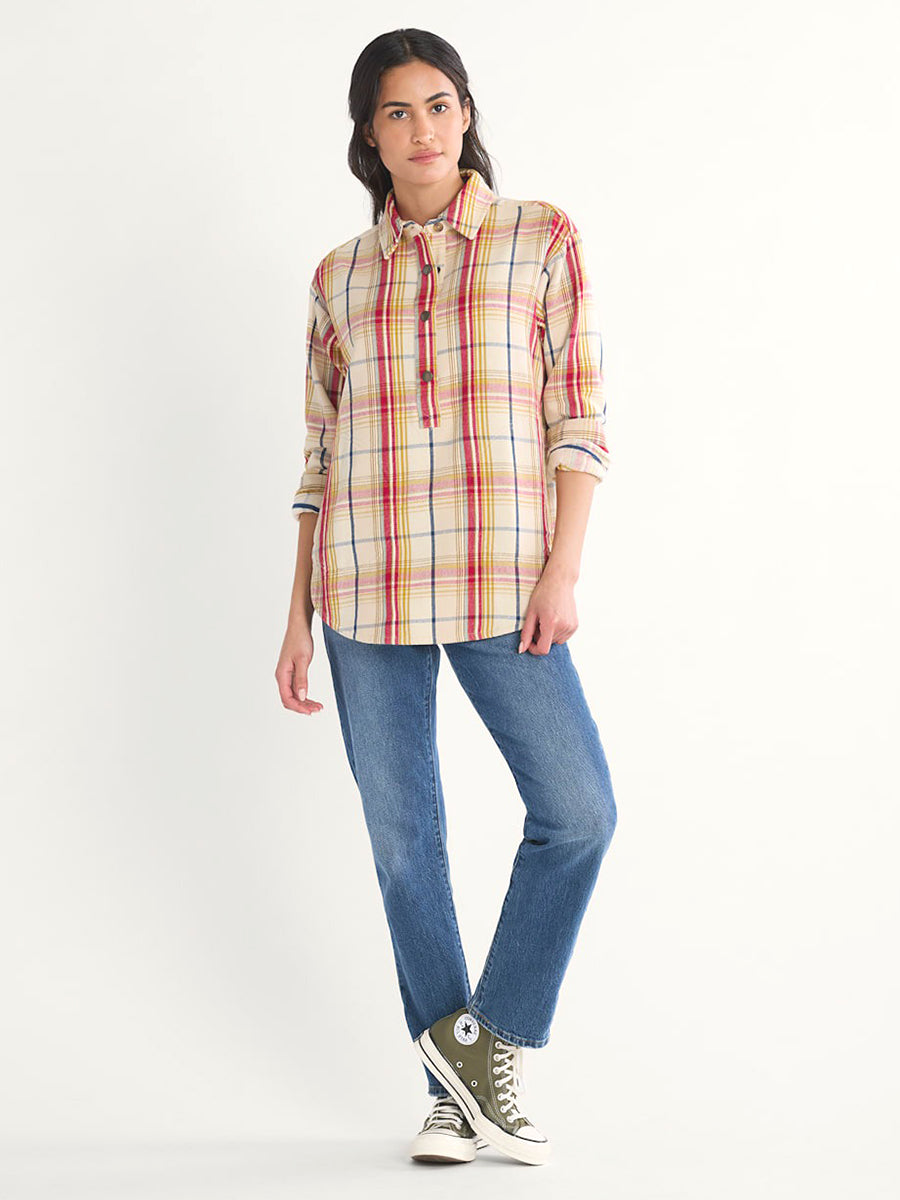 Plaid Popover Shirt - Antique White Multi