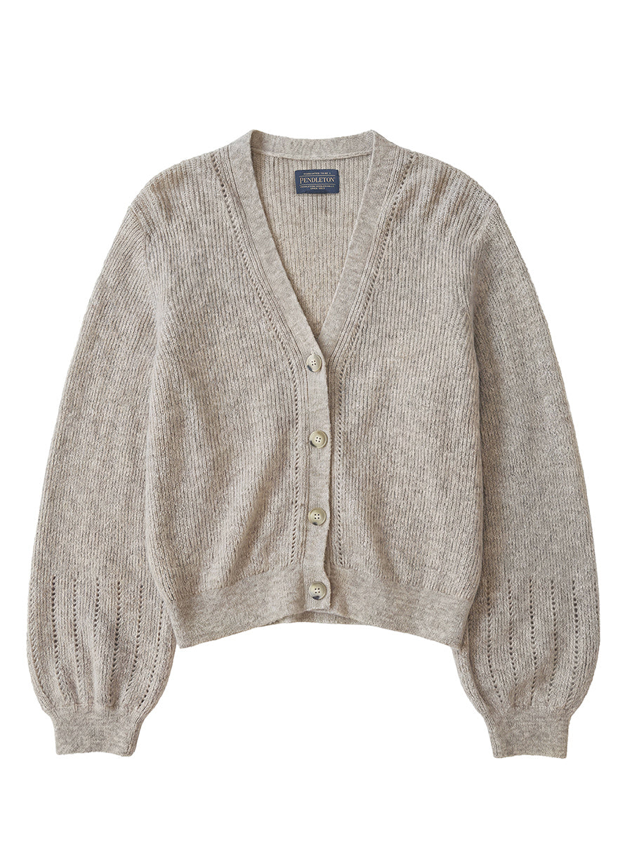 Alpaca Pointelle Cardigan - Ecru