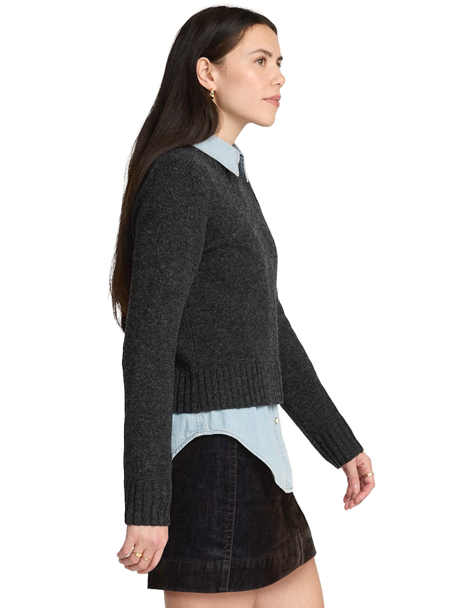 Relaxed Shetland Crew Sweater - Black Heather