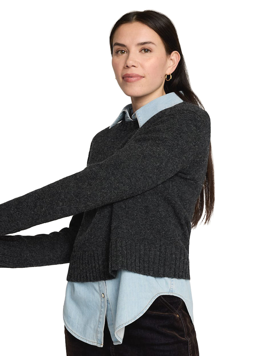 Relaxed Shetland Crew Sweater - Black Heather