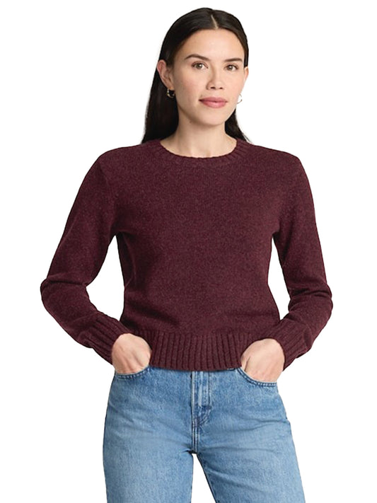Relaxed Shetland Crew Sweater - Burgundy Heather