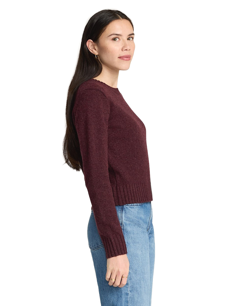 Relaxed Shetland Crew Sweater - Burgundy Heather