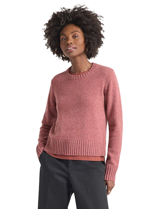 Relaxed Shetland Crew Sweater - Dark Rose Heather