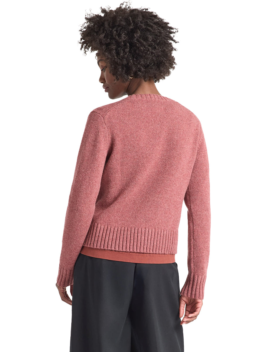 Relaxed Shetland Crew Sweater - Dark Rose Heather