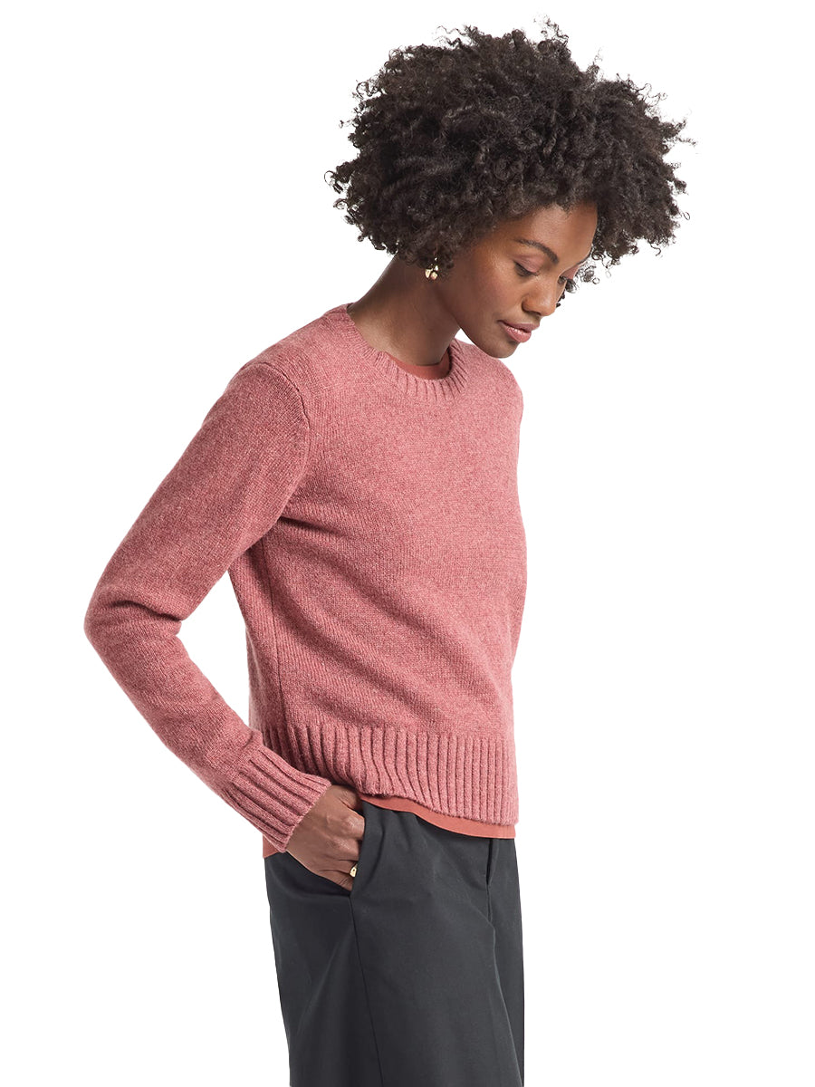 Relaxed Shetland Crew Sweater - Dark Rose Heather