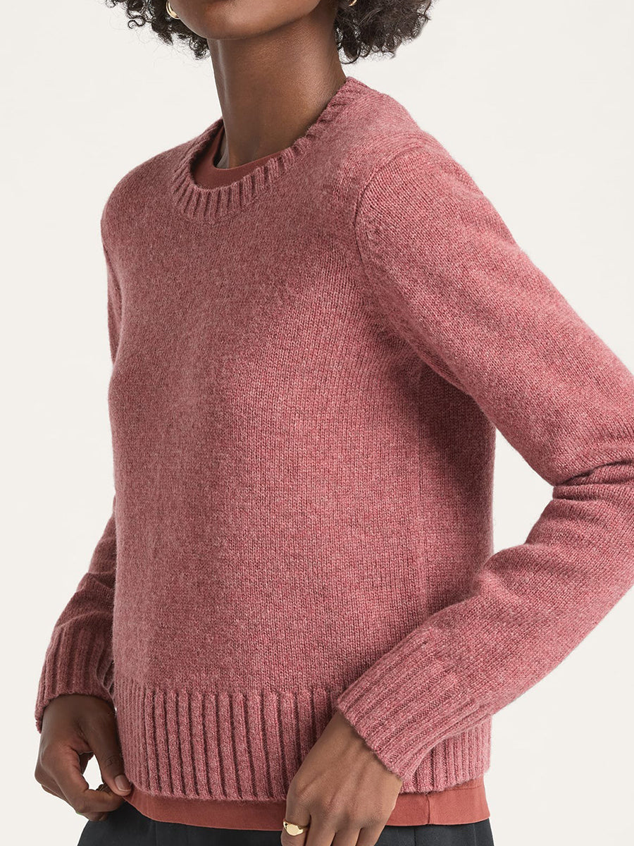 Relaxed Shetland Crew Sweater - Dark Rose Heather