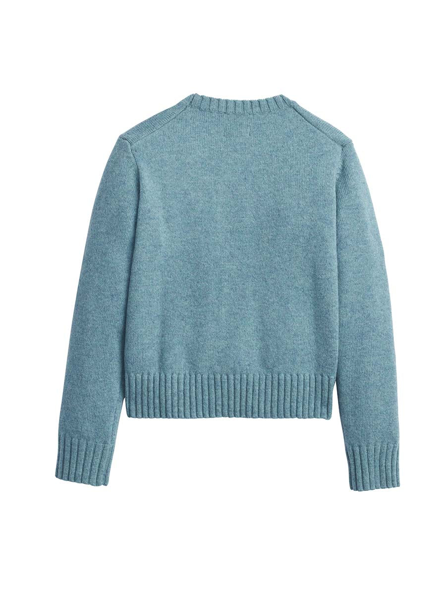 Relaxed Shetland Crew Sweater - Sea Glass Blue Heather