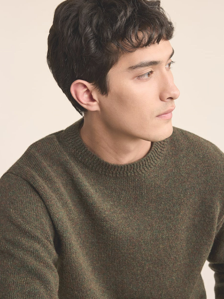 Wool Crew Sweater - Camo Heather