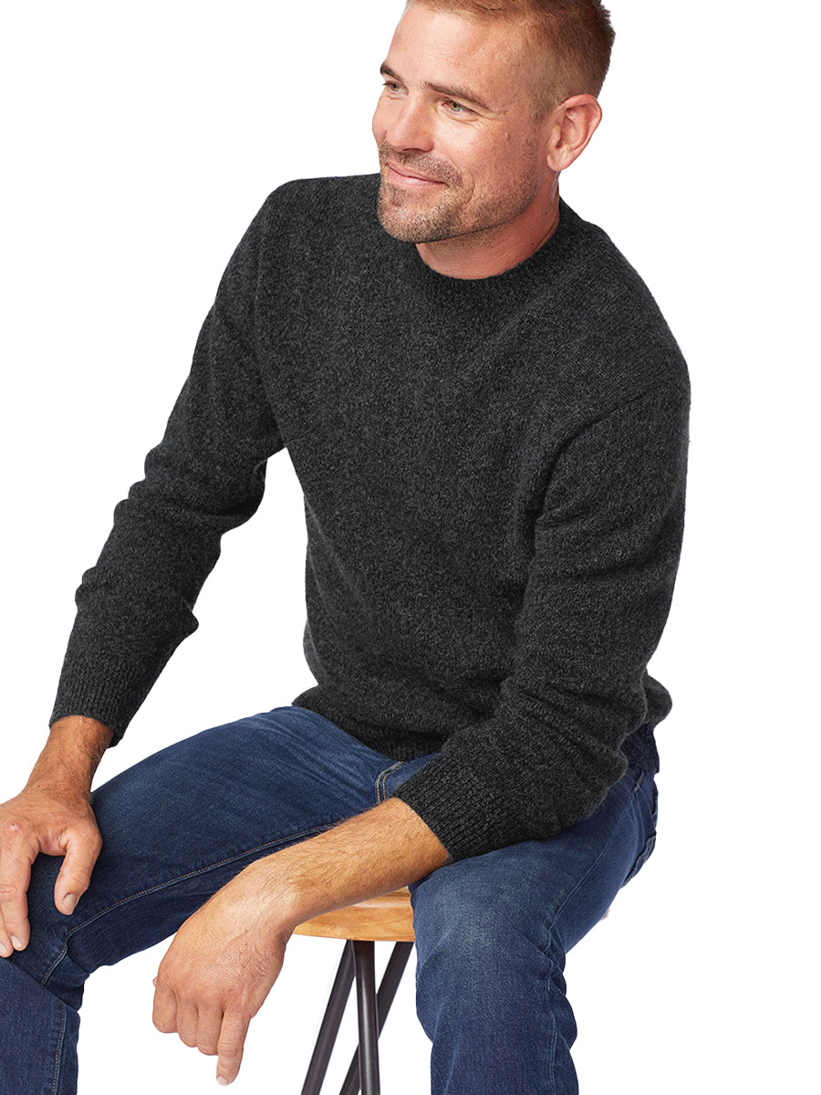 Wool Crew Sweater - Black Heather