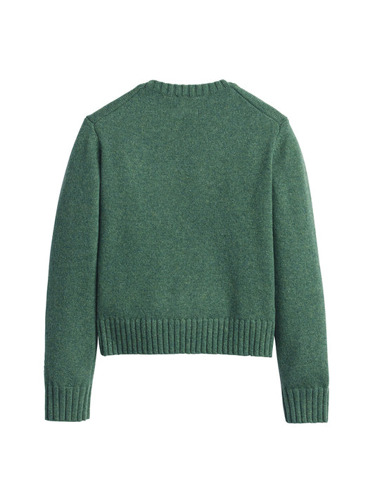 Relaxed Shetland Crew Sweater - Green Heather