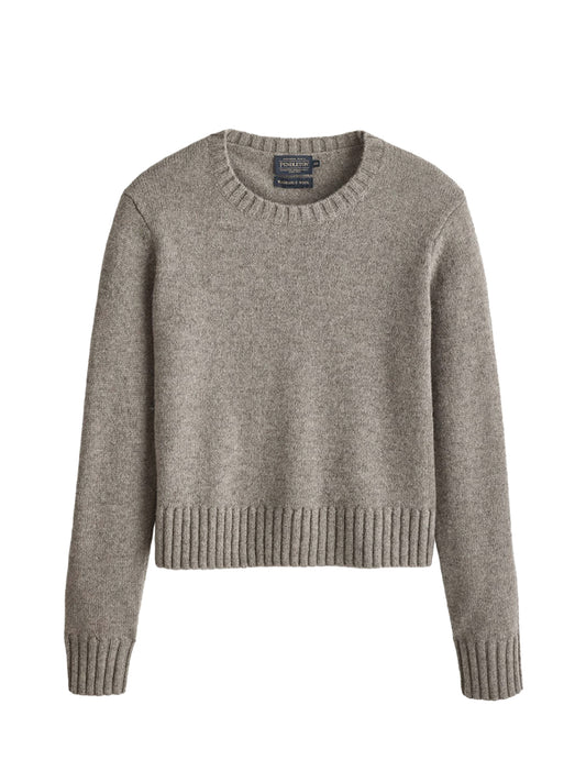 Relaxed Shetland Crewneck Sweater - Stone Heather