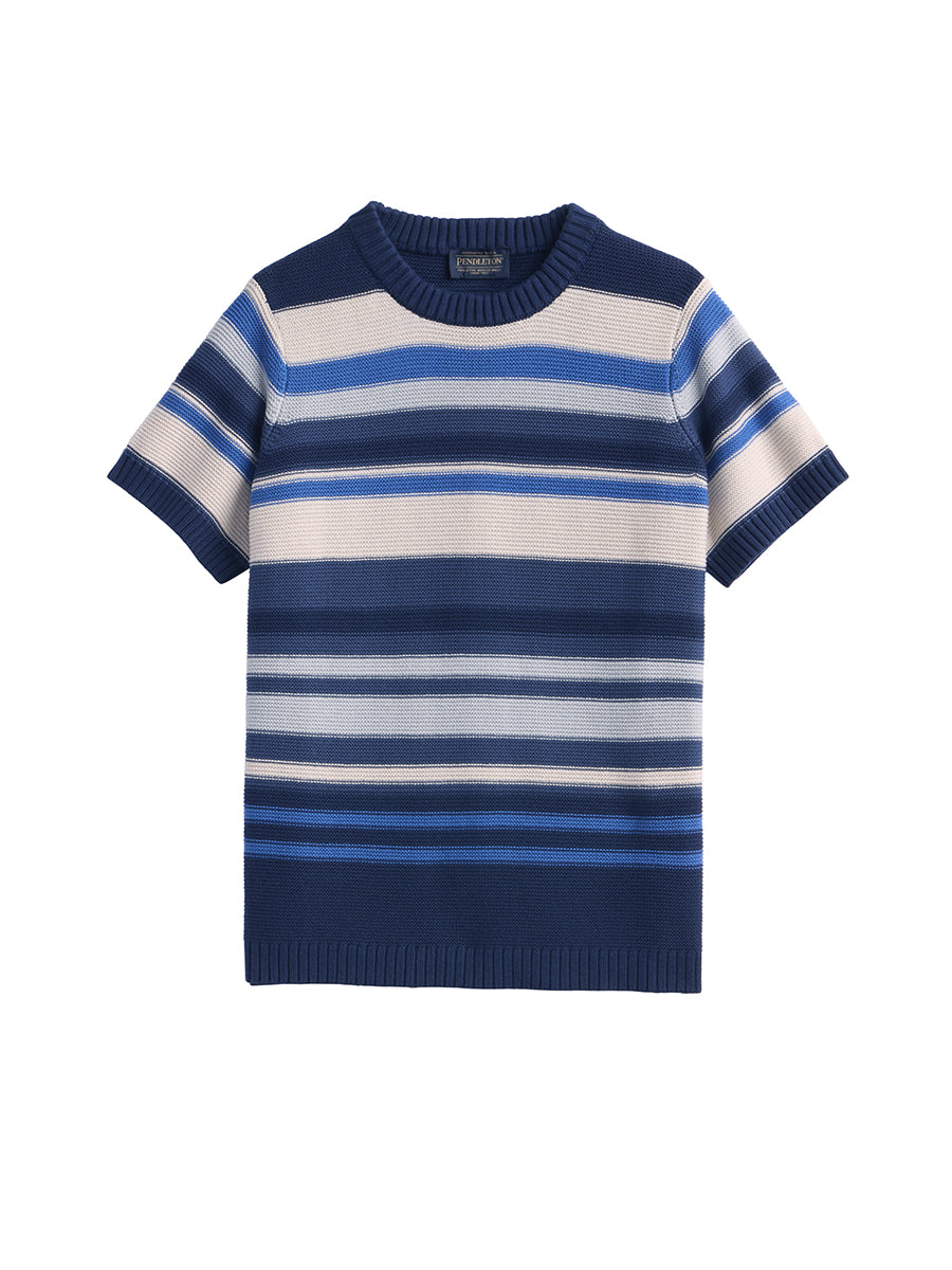Textured Stripe Sweater - Navy & Ivory Multi