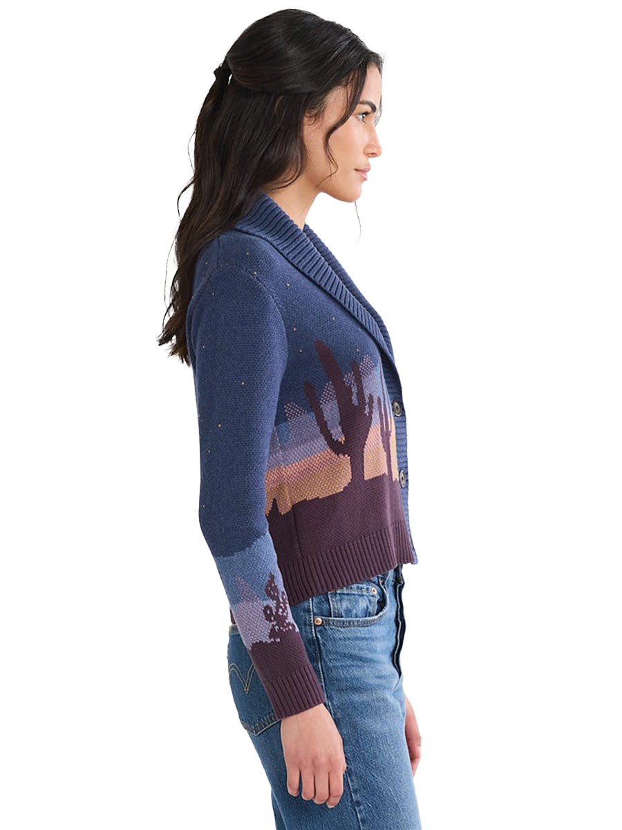 Western Scenic Cardigan - Navy