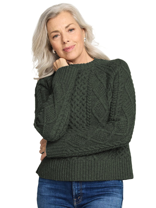 Women's Fisherman Sweater - Dark Fir