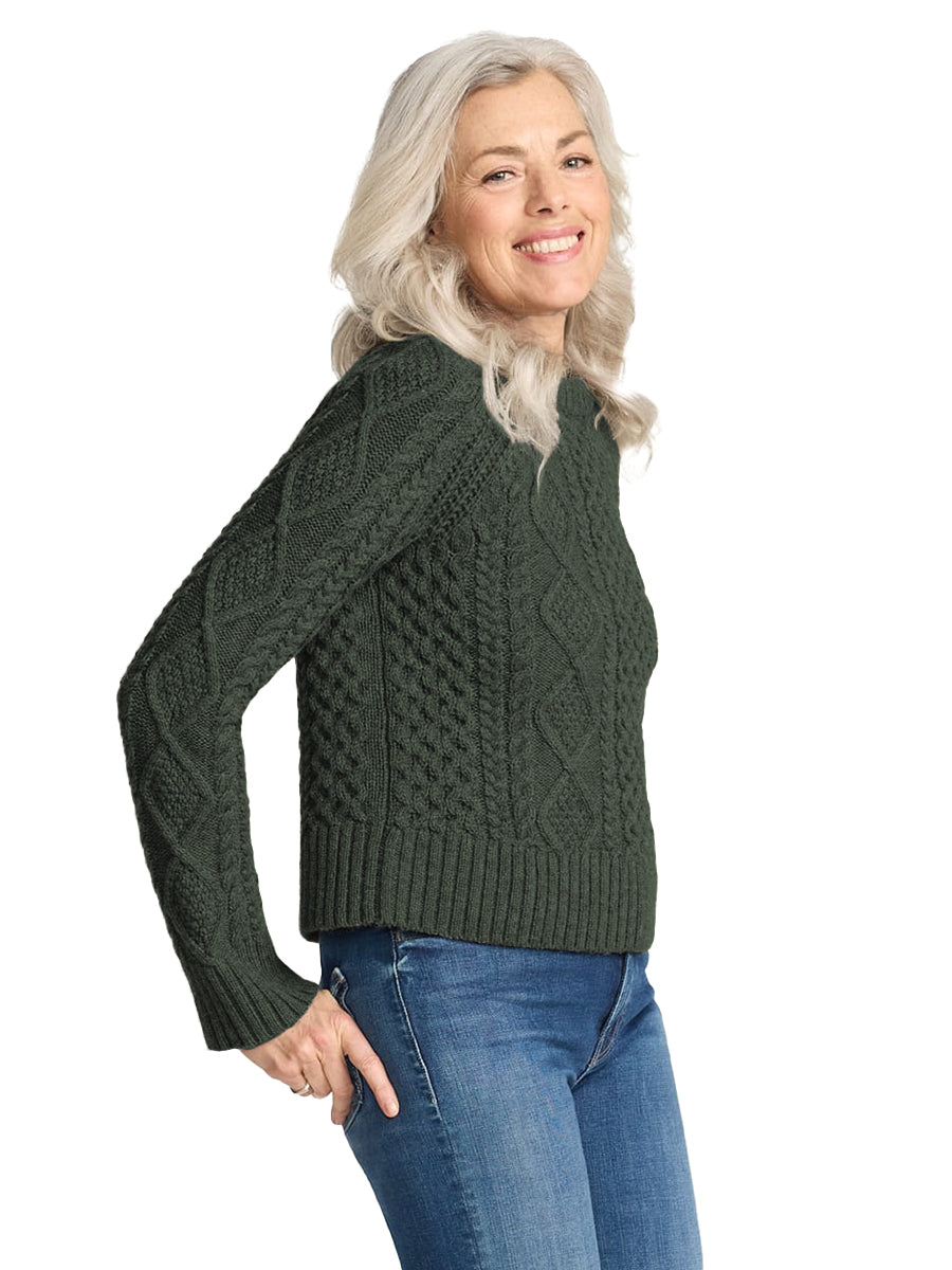 Women's Fisherman Sweater - Dark Fir