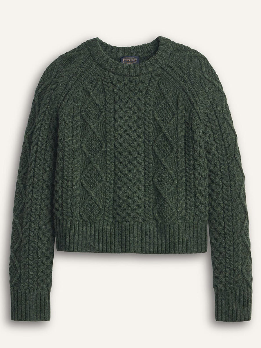 Women's Fisherman Sweater - Dark Fir