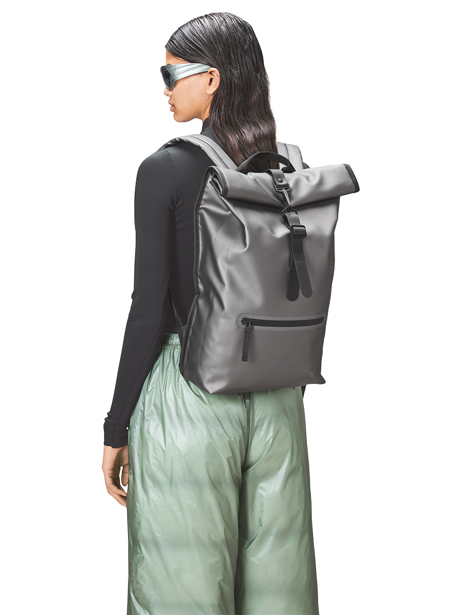Roll Top Rucksack - Metallic Grey