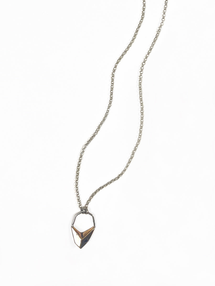 Small Bronze Point Necklace with Black Spinel - Sculpture Series