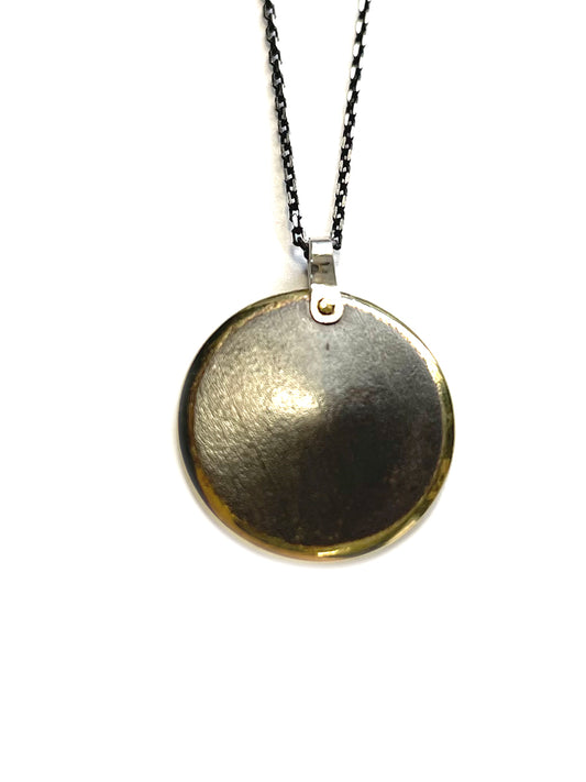 Sculpture Series Medium Bronze Disc Pendant Necklace