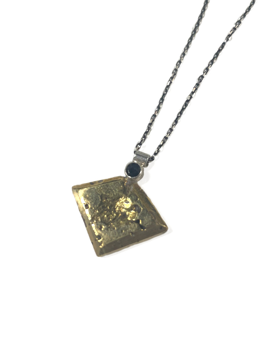 Freeform Bronze Pendant with Black Spinel