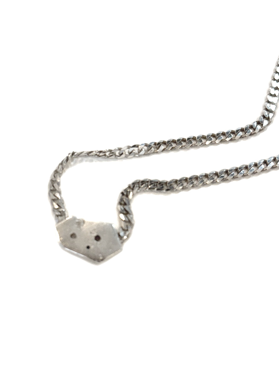 Molten Geometric Pendant Curb Chain Necklace with Sapphire & Black Spinel
