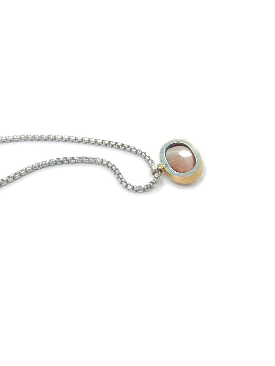 Sunstone Necklace Set in 14k Gold Bezel