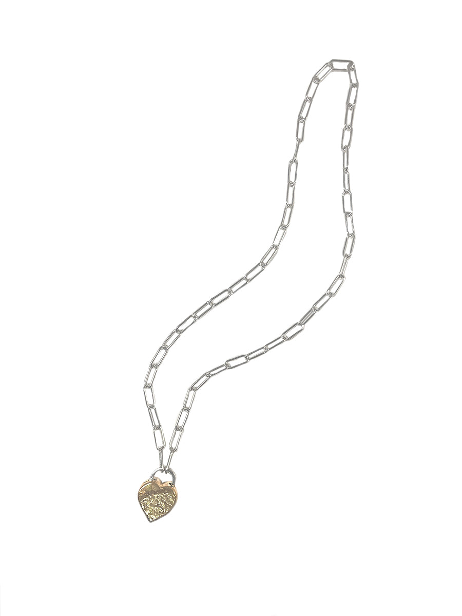 Mixed Metal Sand-Cast Medium Heart Locket - 16" & 17" Chains