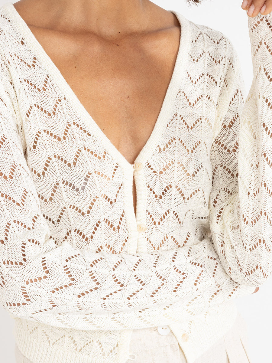Avery Knit Cardigan - White