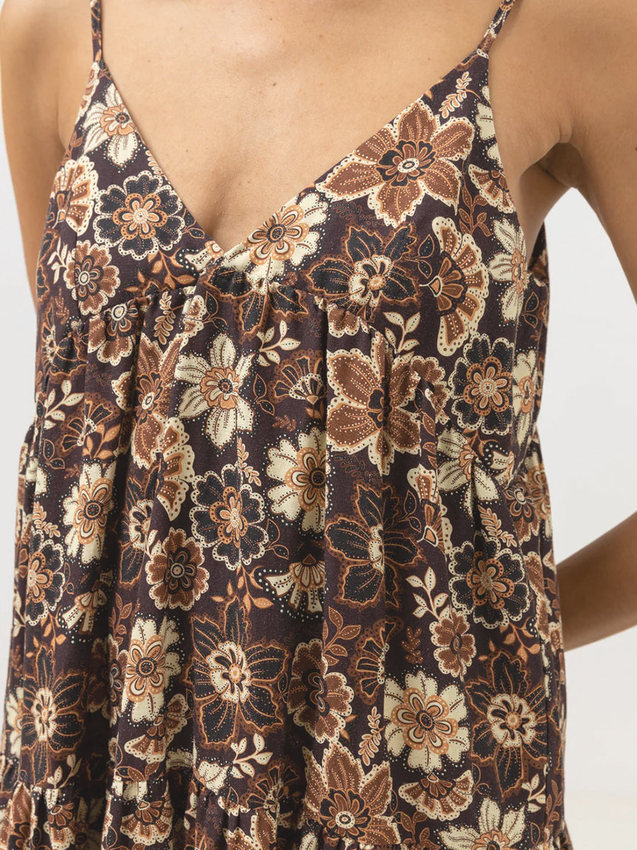 Cantabria Tiered Midi Dress - Brown
