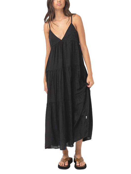 Classic Tiered Midi Dress - Black