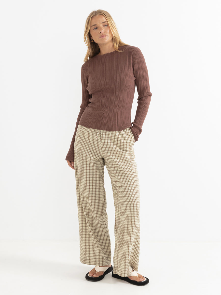 Essential Long Sleeve Knit Top - Chocolate