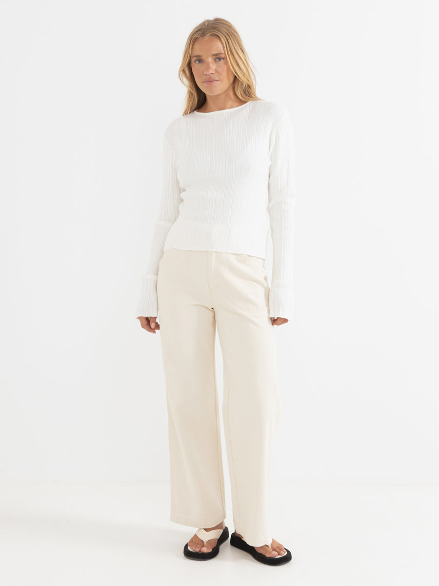 Essential Long Sleeve Knit Top - Cream