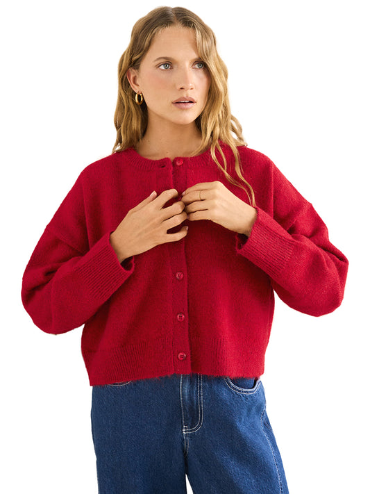Estelle Fluffy Cardigan - Chili