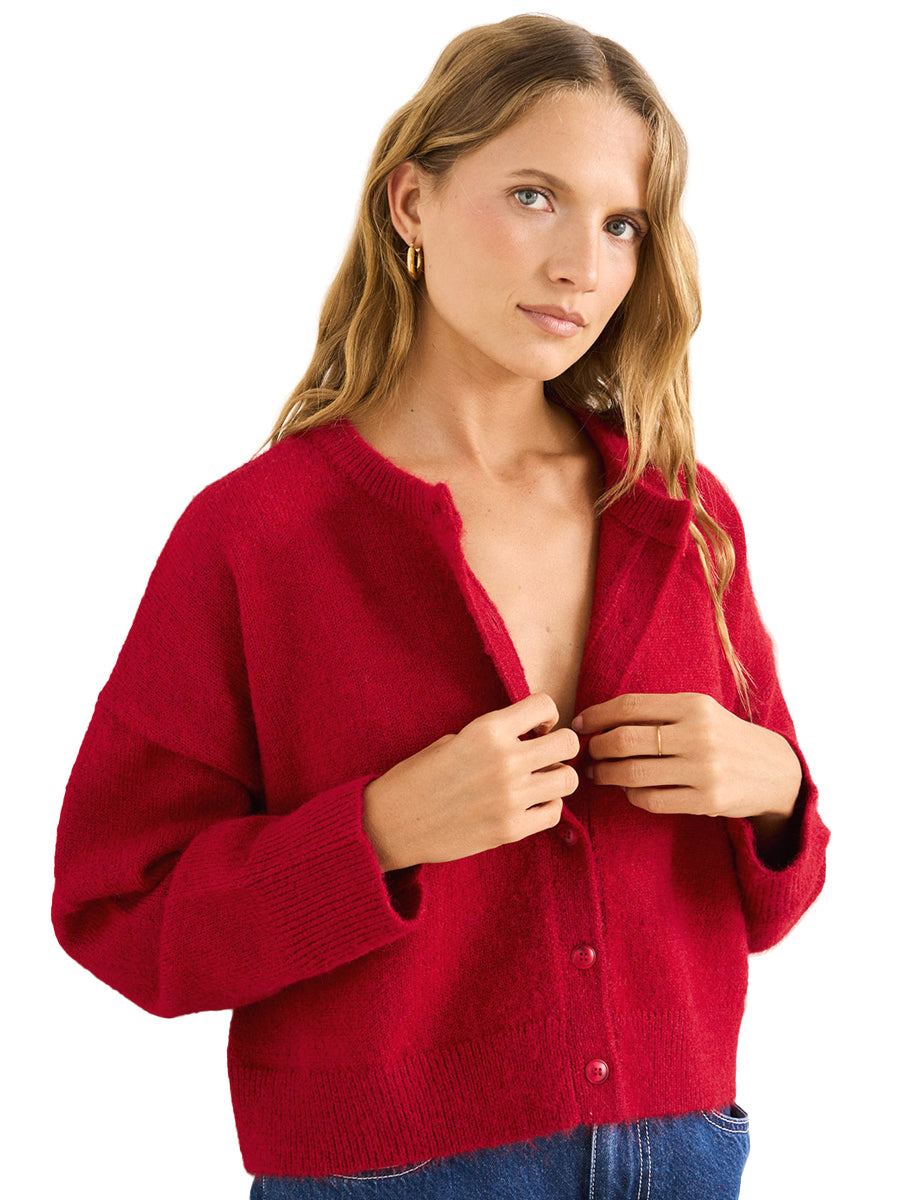Estelle Fluffy Cardigan - Chili