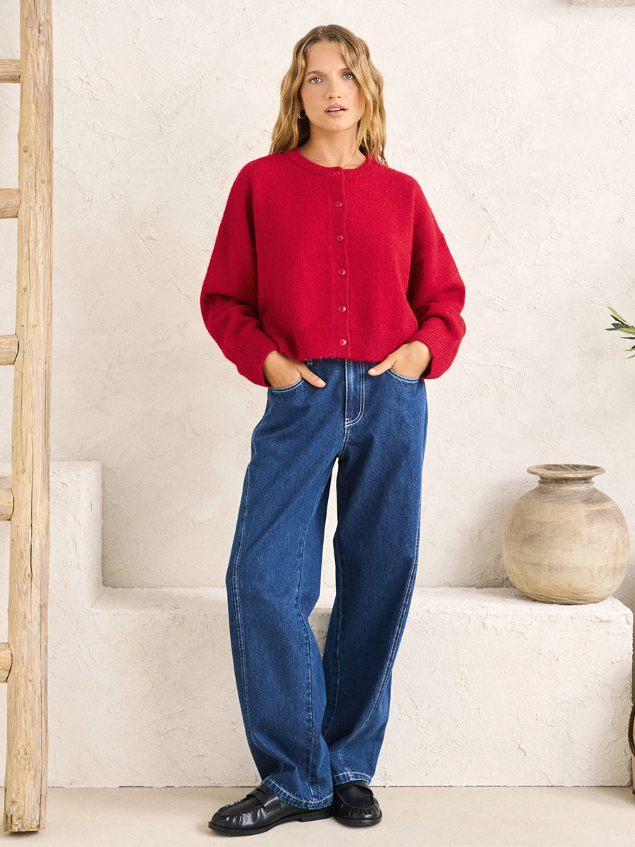 Estelle Fluffy Cardigan - Chili
