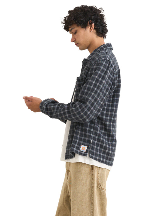 Jacquard Check Long Sleeve Shirt - Charcoal