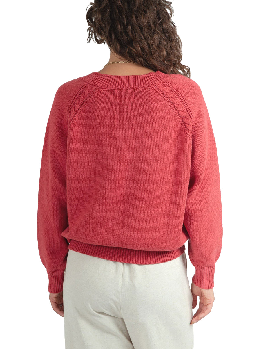 La Rochelle Oversized V-Neck Sweater - Red