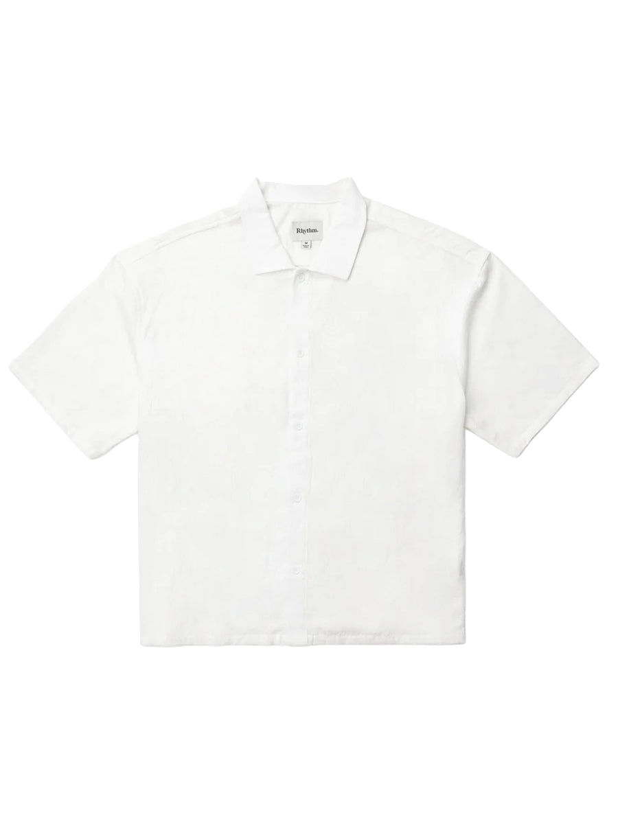 Leads Relaxed Check Short Sleeve Shirt - White