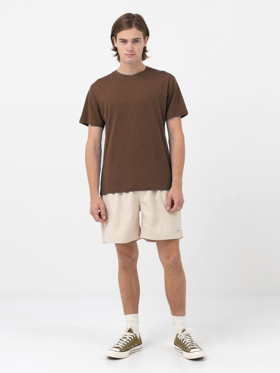 Linen Short Sleeve T-Shirt - Brown