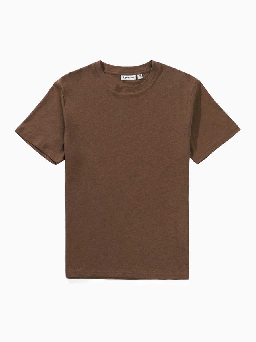 Linen Short Sleeve T-Shirt - Brown