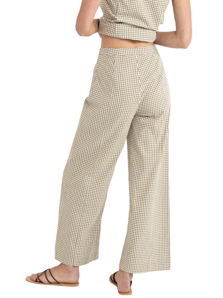Lola Check Wide-Leg Pants - Olive