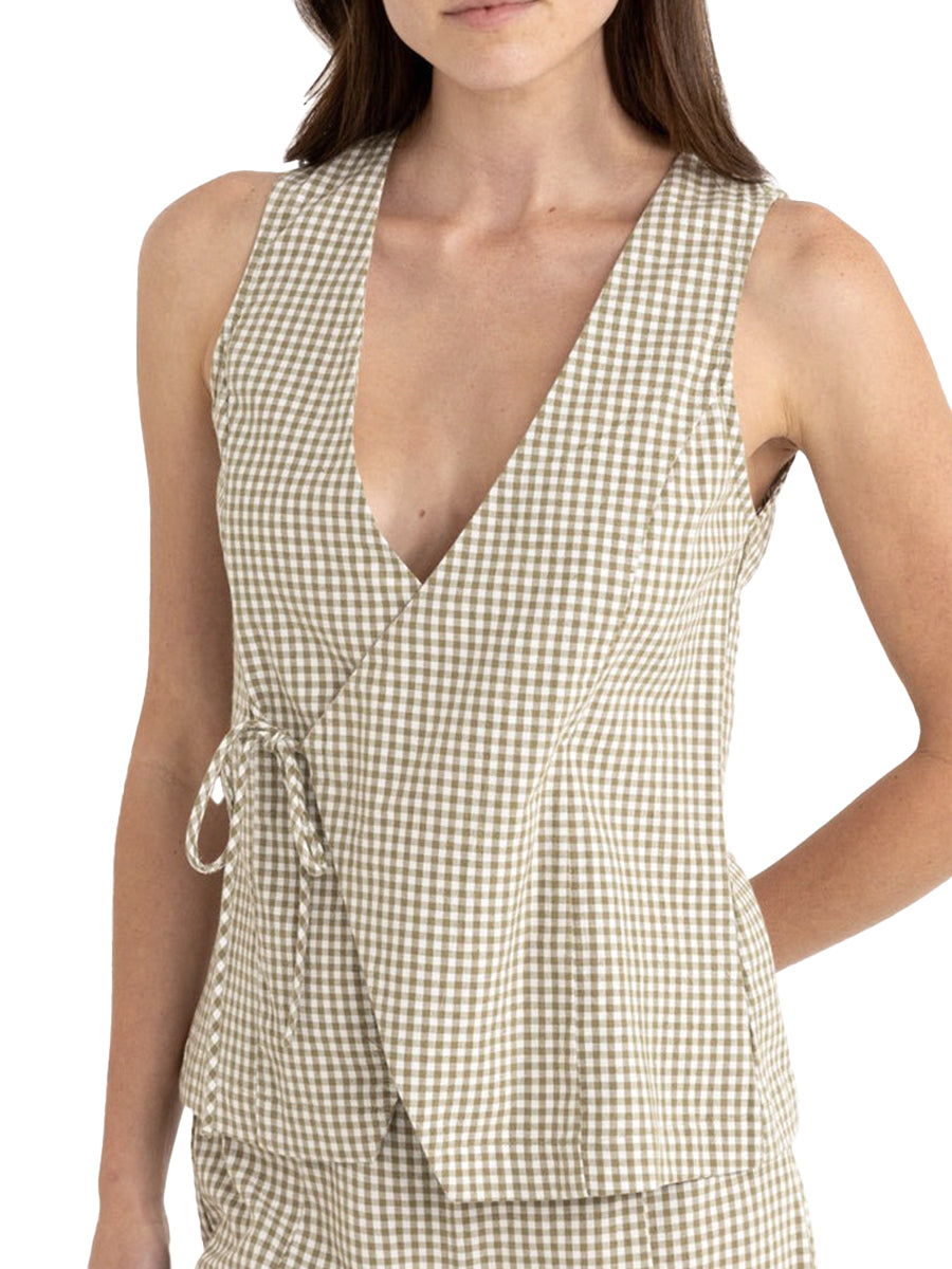 Lola Wrap-Front Vest - Olive