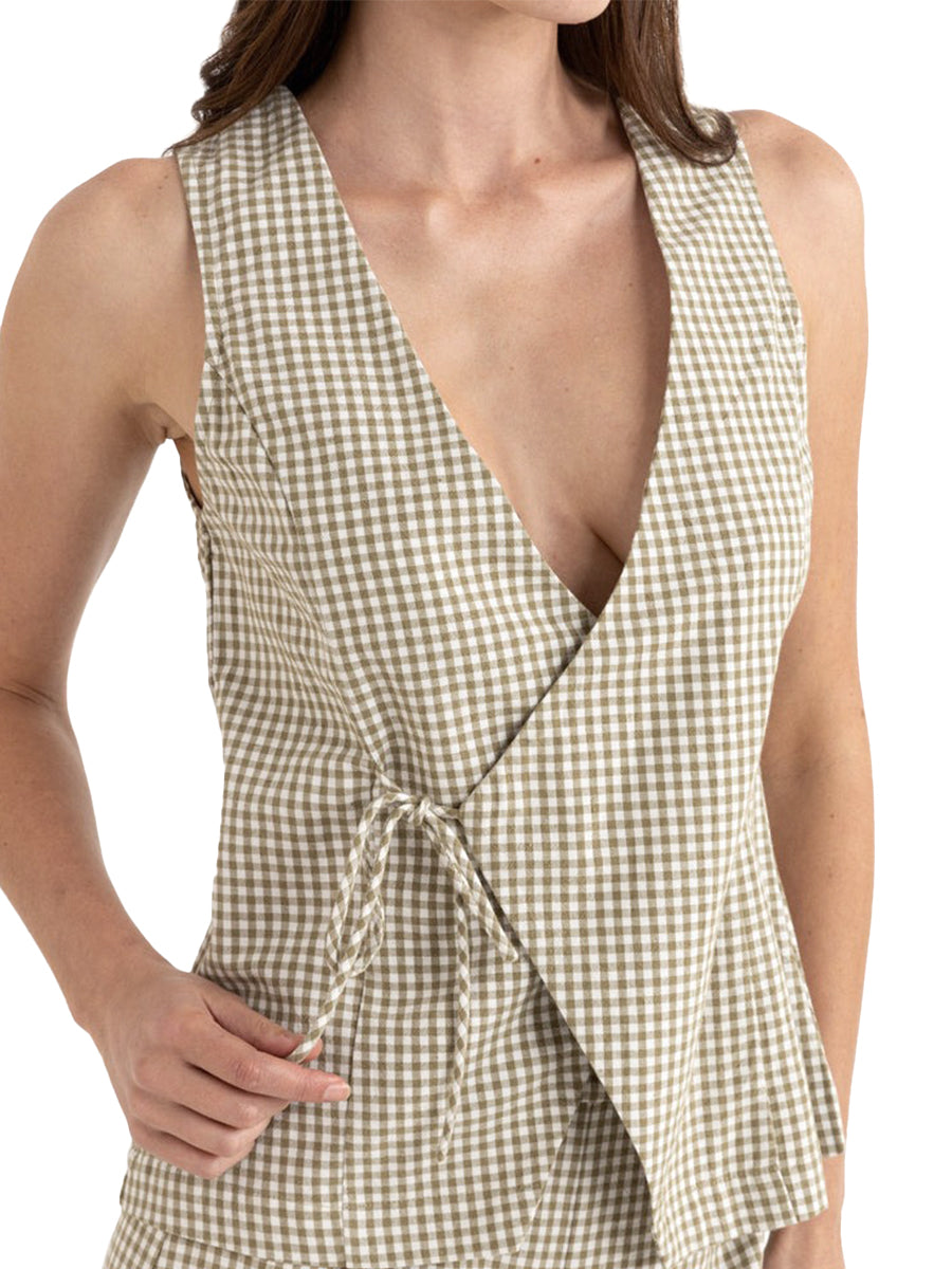 Lola Wrap-Front Vest - Olive