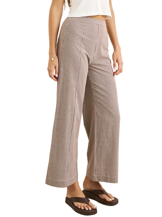 London Check Wide-Leg Pants - Chocolate