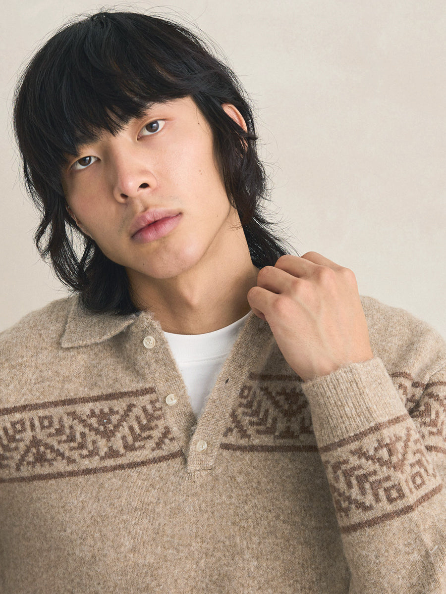 Long Reach Jacquard Knit - Natural