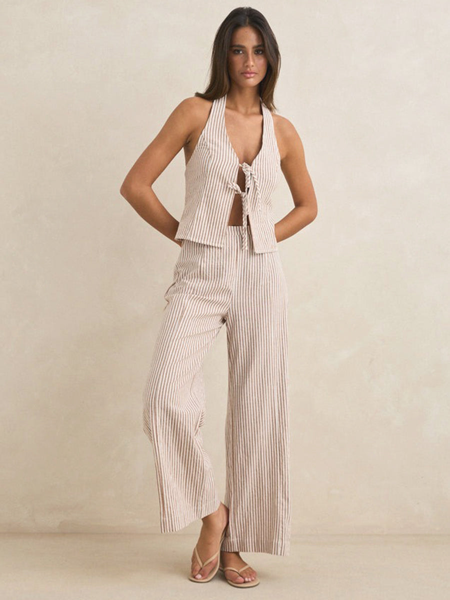 Louise Wide-Leg Pants - Tan